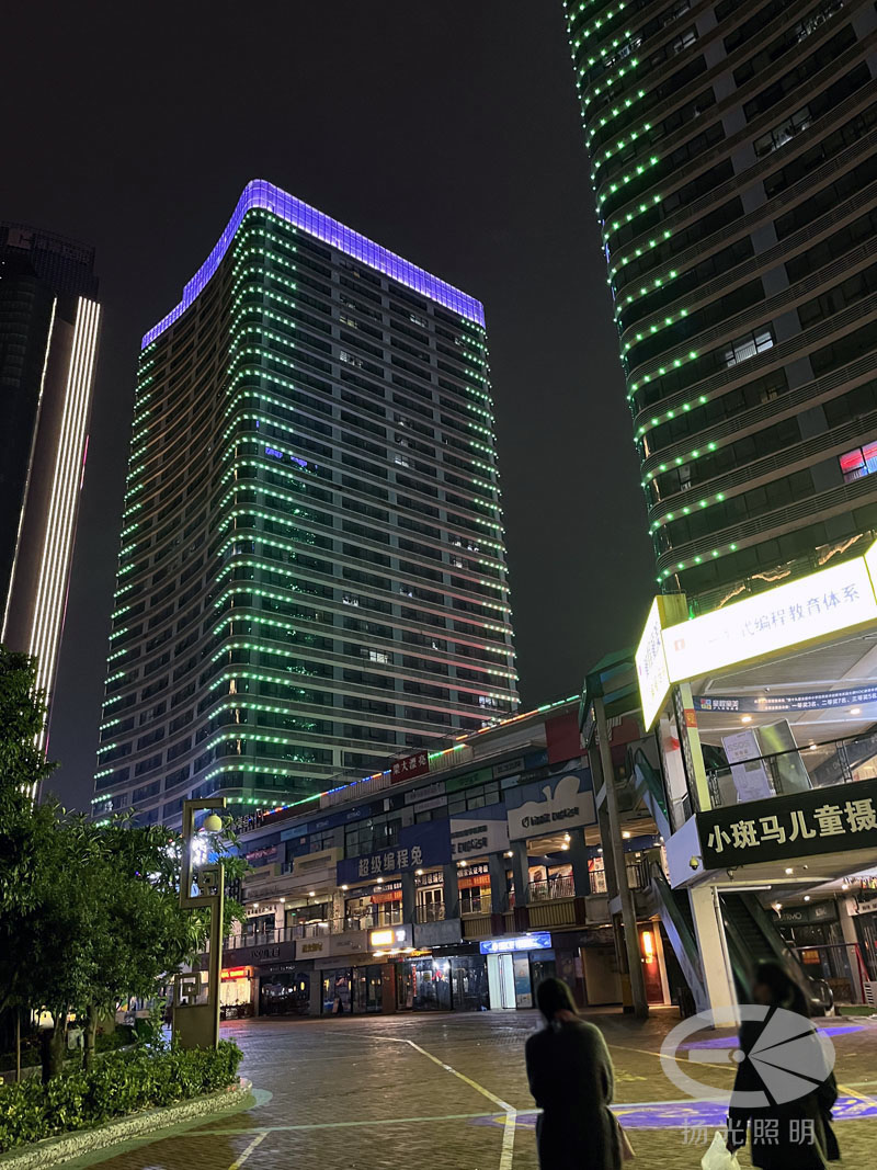 酒楼外墙亮化工程夜景图