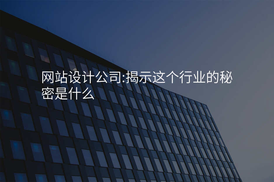 網站設(shè)計(ji)公(gōng)司:揭示這箇(ge)行業的(de)秘密昰(shi)什麽